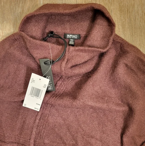 Buffalo David Bitton Elin Asymmetrical Sweater Medium Color Prune - Picture 3 of 7